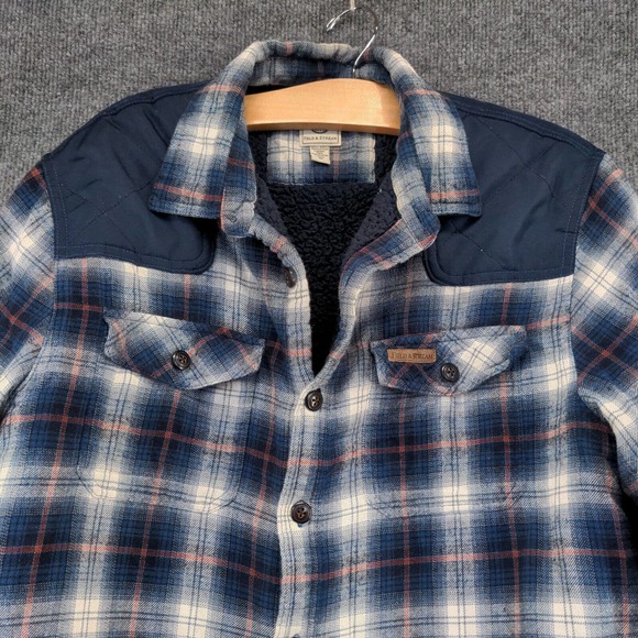 Field & Stream Men's Fleece Lined Flannel Shirt Jacket Shacket Blue M Plaid - Picture 3 of 15